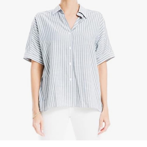 Max Studio Striped Button-Up Shirt - Picture 1 of 11